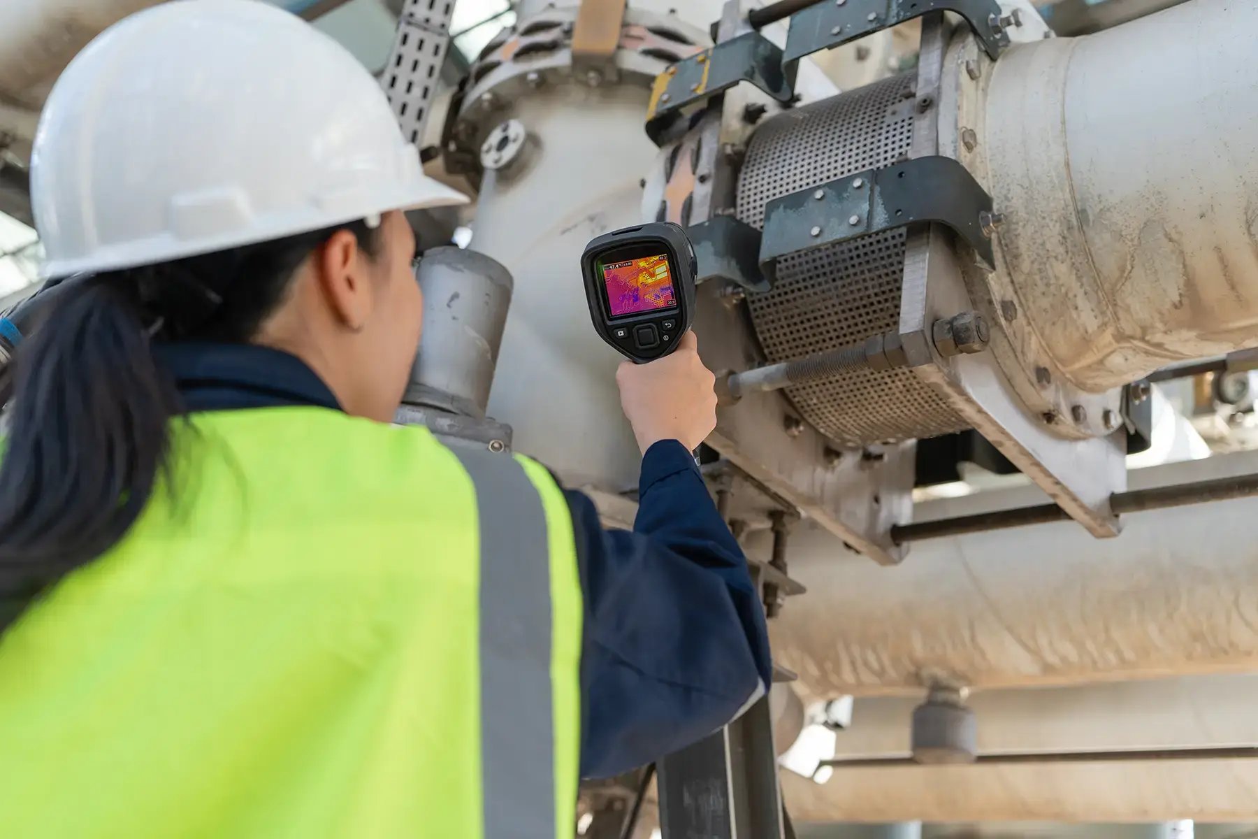 Person using infrared temperature measuring device handheld